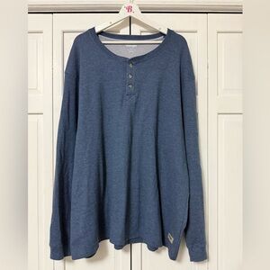 Wrangler Long Sleeve Blue Waffle Knit Henley Top Layers Outdoors 3XL